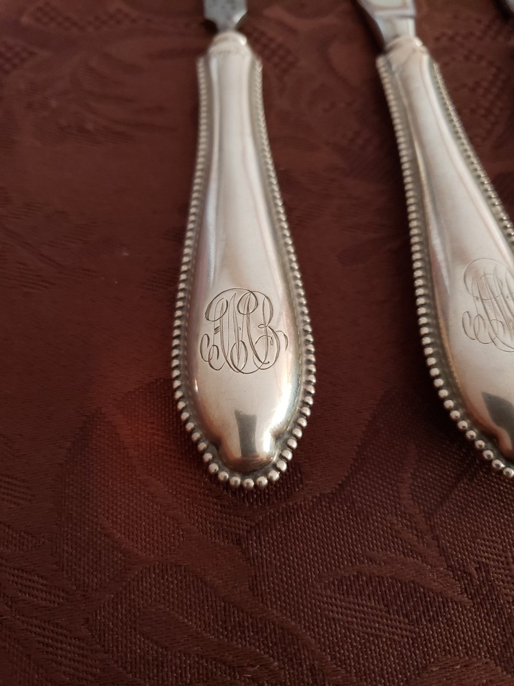 3 Piece Sterling Silver Vanity Set - Shoe Horn Nail File & Button Hook MONOGRAM