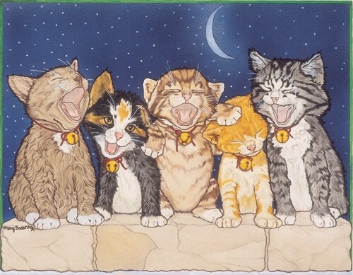 Cat Kitty Quintette Group Blank Note Card