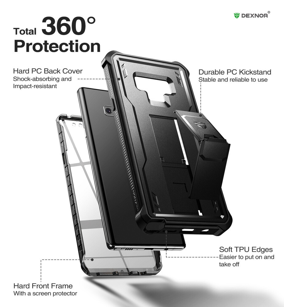 DEXNOR Case for Samsung Galaxy Note 9, Full-Body with Built-in Screen Protector