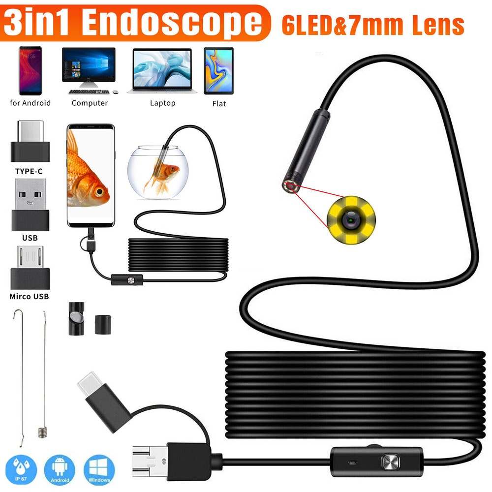 for USB TypeC Android PC HD Endoscope Camera Borescope Inspection Camera