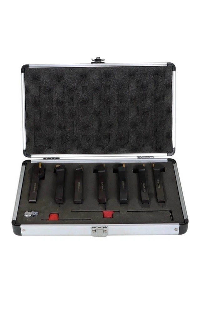 7PC Carbide Indexable Turning Tool 1/2" Lathe Tool Bit Set Thread Insert Holder
