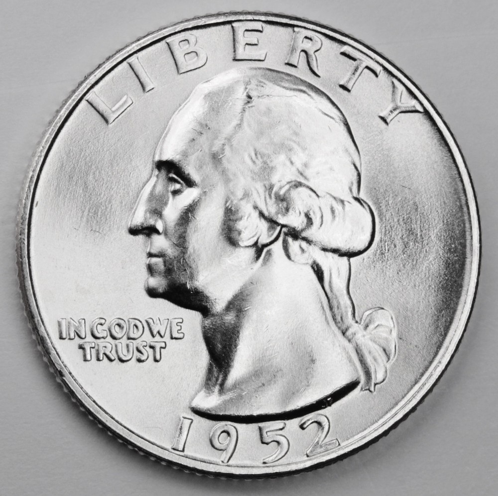 1952-d Washington Quarter.  Blast White, Minimum Bag Marks. B.U.(Inventory A)