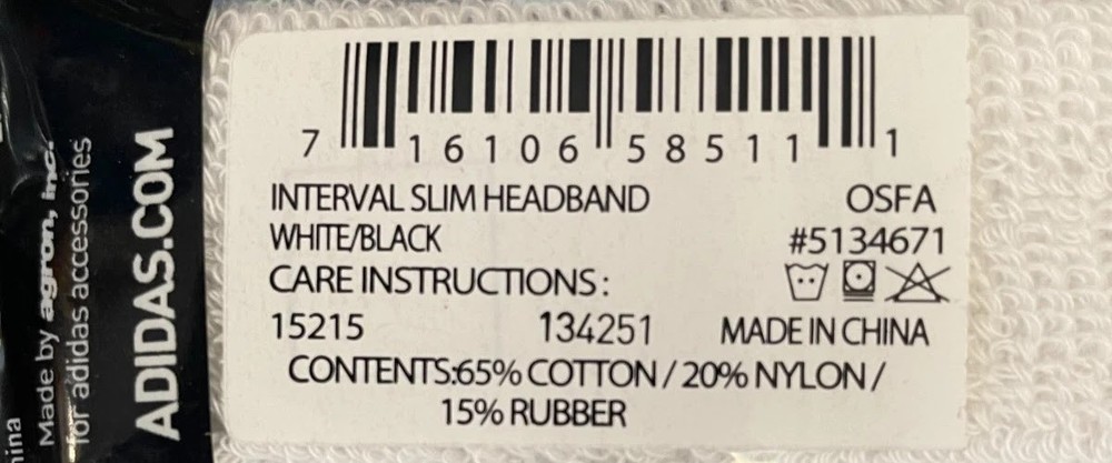 adidas Headband - White/Black