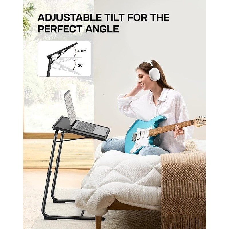Adjustable Folding TV Tray W/ Cup Holder Multipurpose Workstation Space Saving