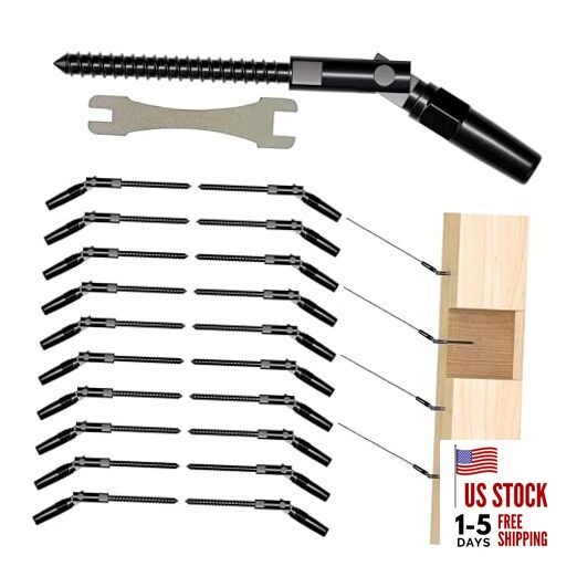 Pairs Cable Railing Kit,Invisible Crimp Fitting Cable Railing 10 Black