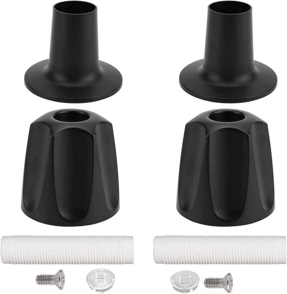 2Pcs Shower Knobs Replacement Kit, Matte Black Shower Knobs Include Base Connect
