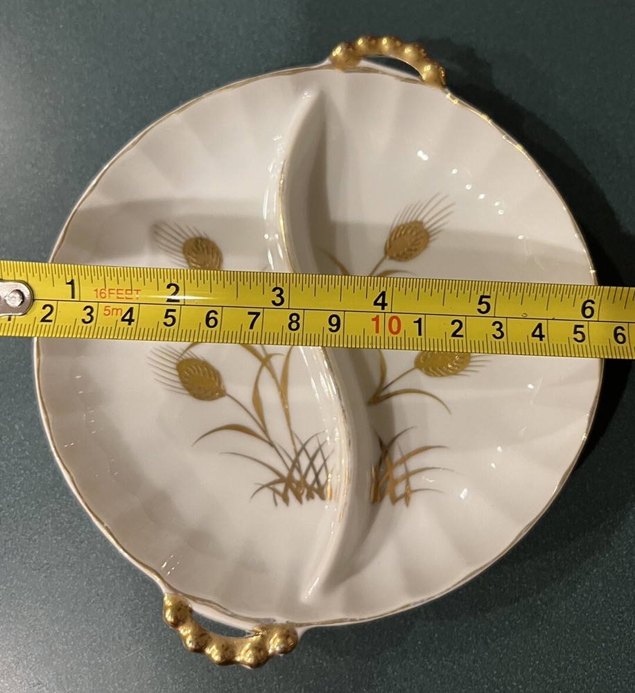 Vintage Trimont Ware Japan Divided Dish Gold Wheat Pattern Pre-owned