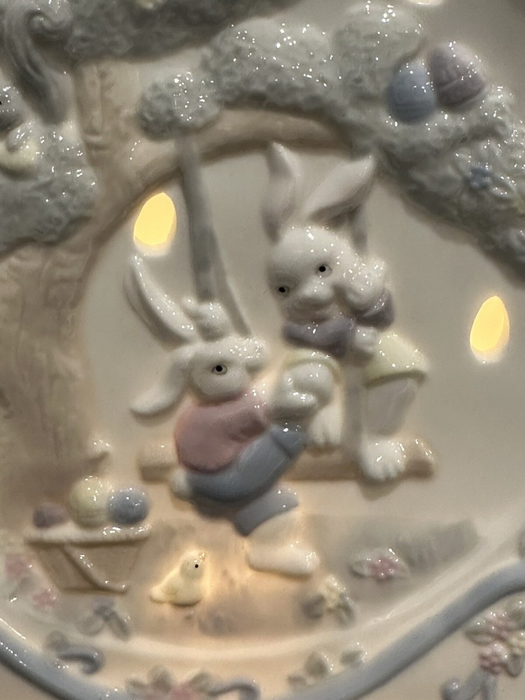 Long Rich Easter Rabbits Ceramic Night Light