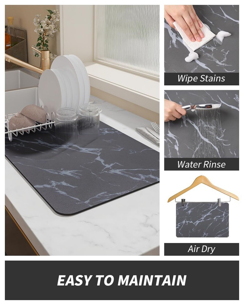 Coffee Mat - Absorbent Dish Drying Mat for Kitchen Counter Fits Under Coffee ...
