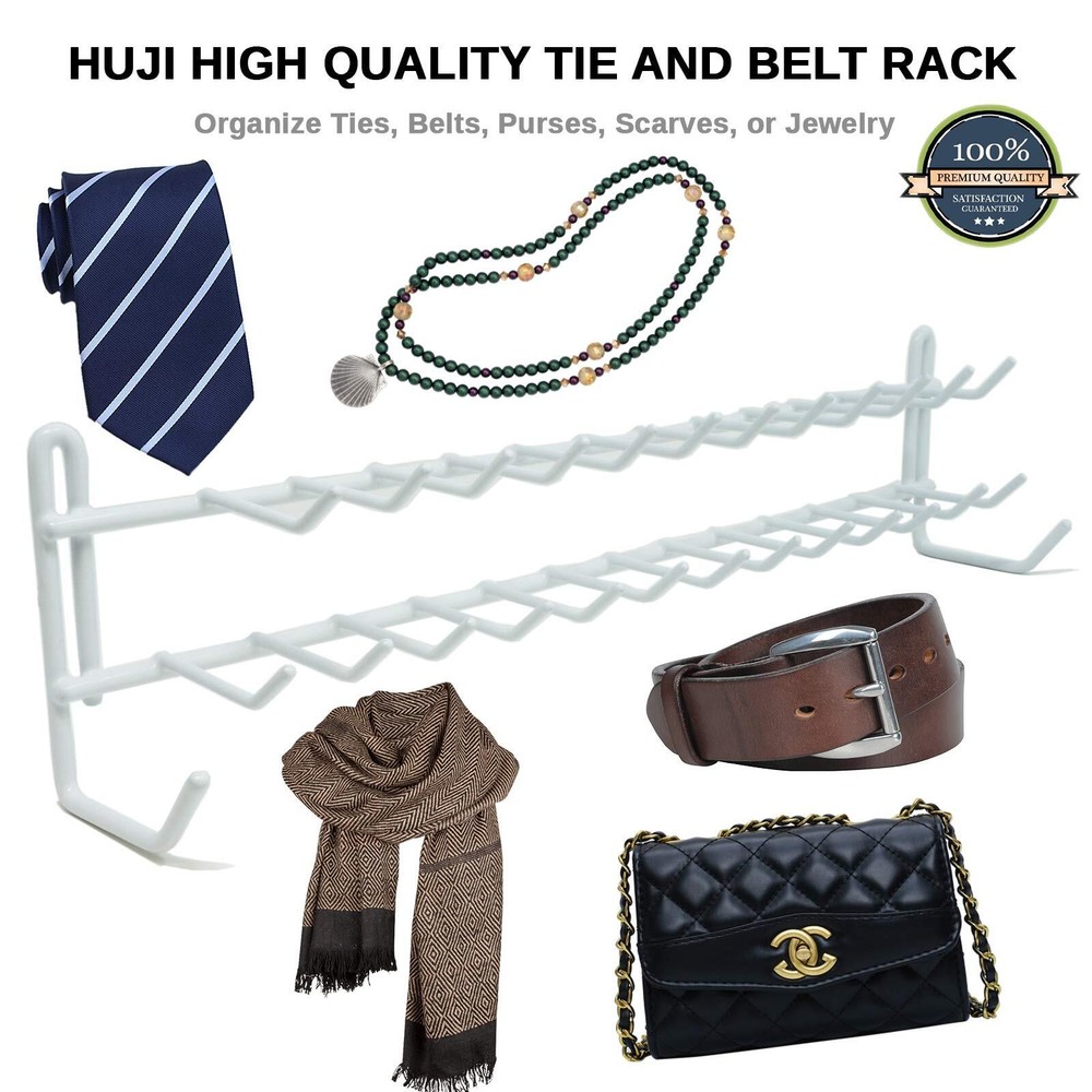Wall Mount Tie And Belt Rack Organizer White 2 Pack