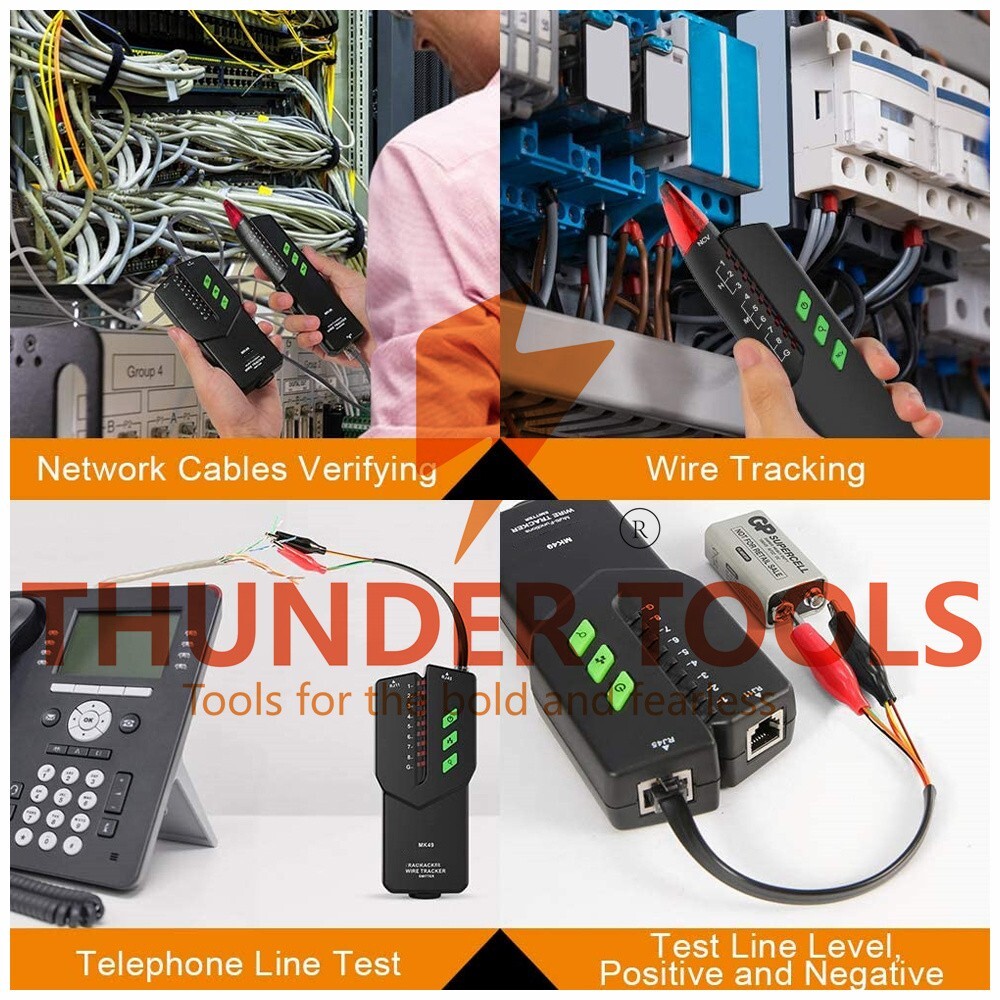 Thunder Tools Meterk Network Cable Tester RJ11 RJ45 Wire Tracker Line