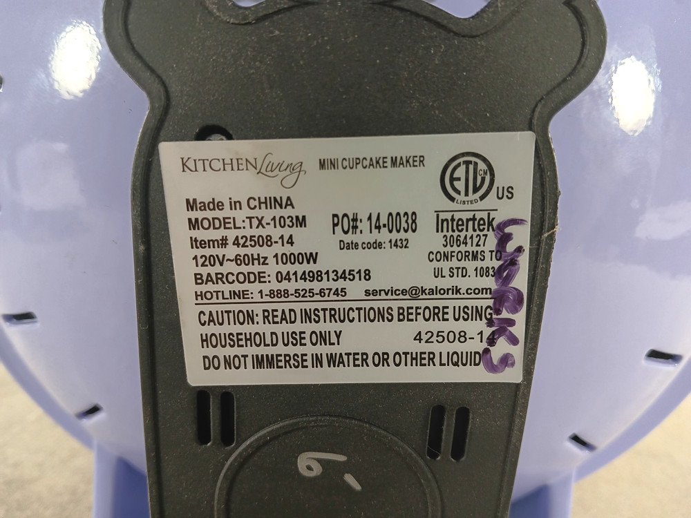 Kitchen Living Mini Cupcake Maker TX-103M Purple