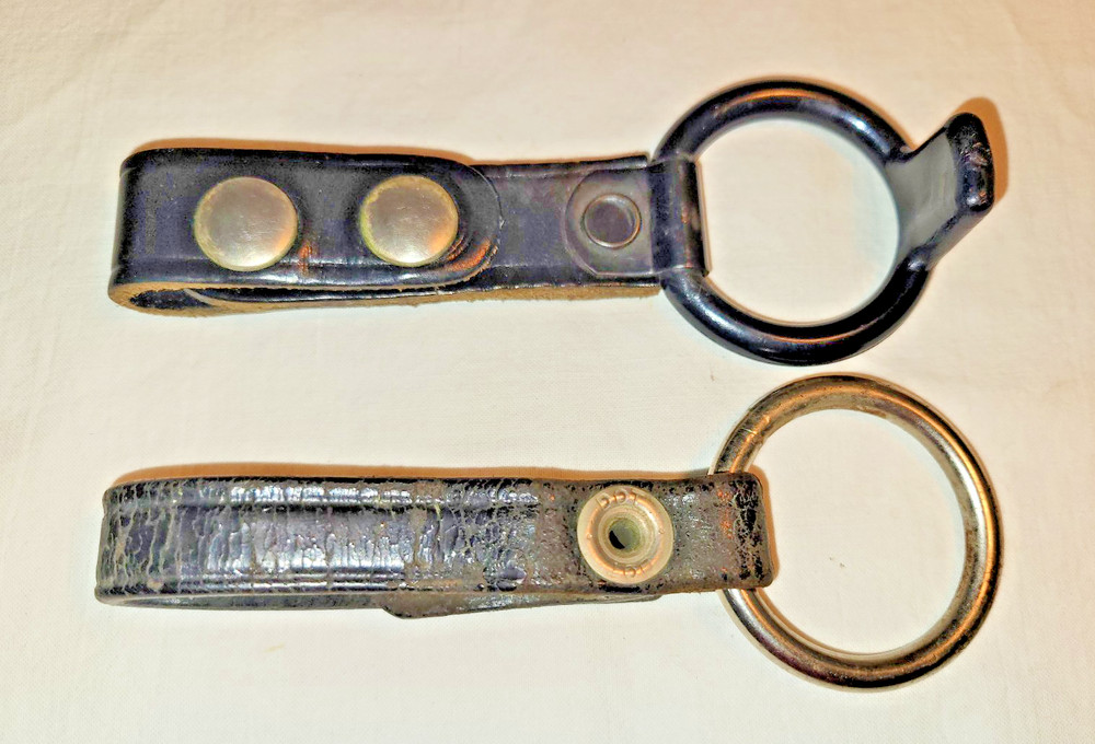 2 Tactical LEATHER Duty Belt Flashlight Ring Holders Maglite C Cell Flashlight