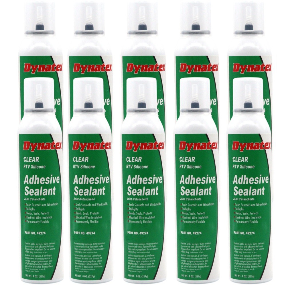 Dynatex Clear Silicone Sealant 8 oz Automatic Can - Clear Waterproof (10-Pack)