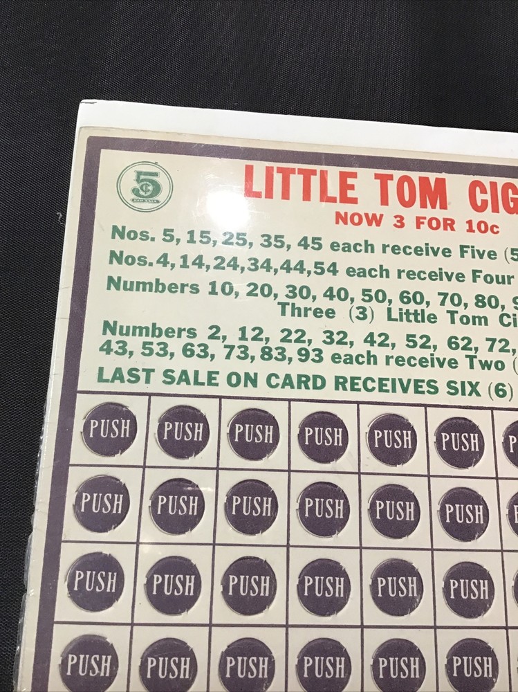 Little Tom Cigars Ad Store Counter Stimulation Win Punch Board Game