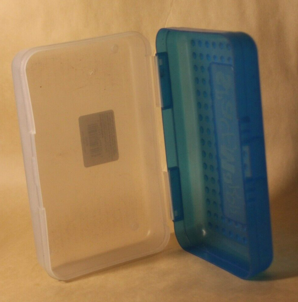 Spacemaker Pencil Box Light Blue & Frosted Vintage 90's Plastic Storage Case