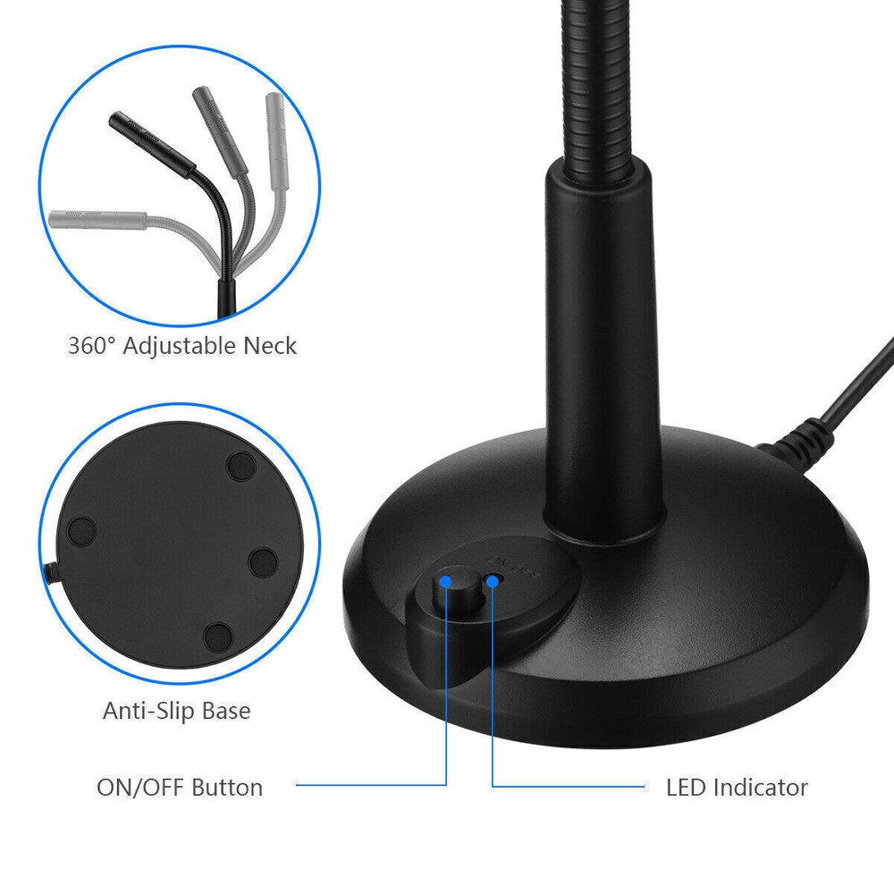 Computer Mini Condenser Microphone USB Stand Recording Mic For PC Desktop Laptop