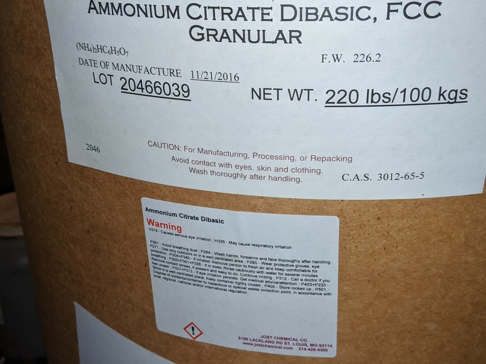 Ammonium Citrate Dibasic - 1 Pound - 98% min.
