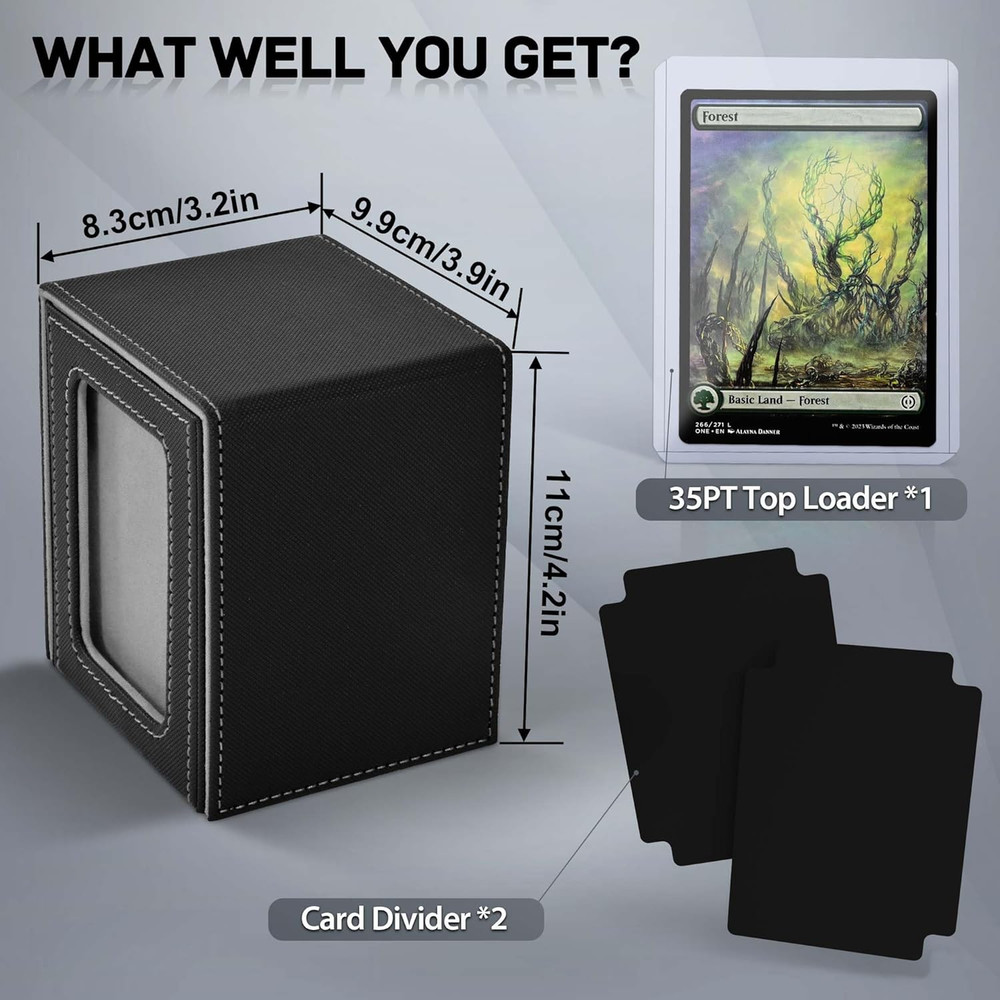MTG Deck Box with Commander Window Display, Trading Card Storage Box Holds 100 D
