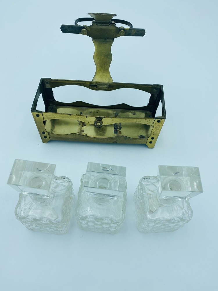 Crystal & Brass Vanity Perfume Caddy Set - 7pc