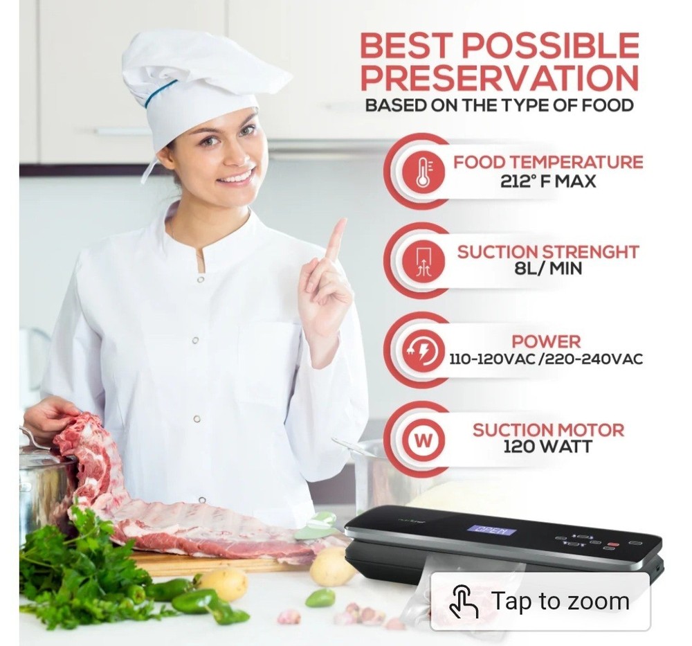 NutriChef PKVS40BK Automatic Vacuum Sealer w/Digital Button Controls New