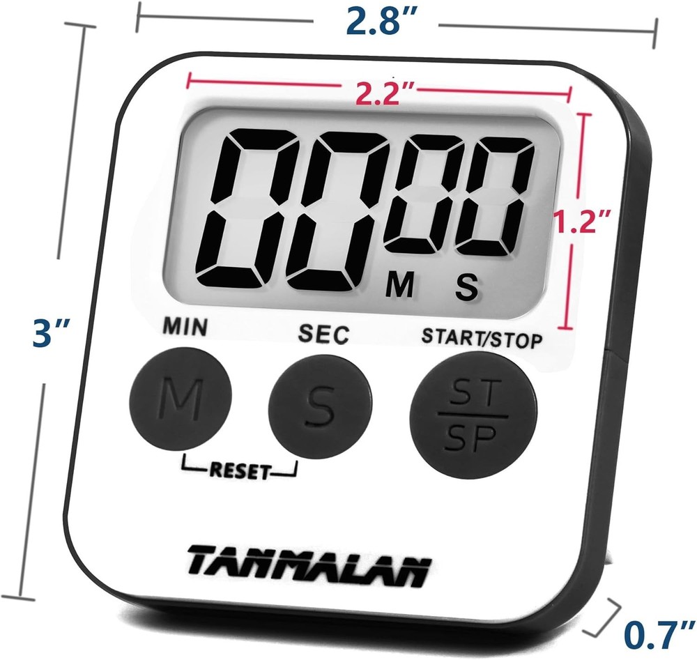 Compact Kitchen Timer with Magnetic Back - Ideal for Cooking & Teaching