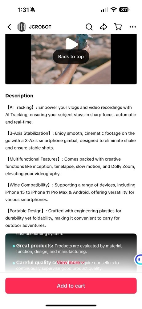 L7C Pro Foldable Gimbal JCRobot