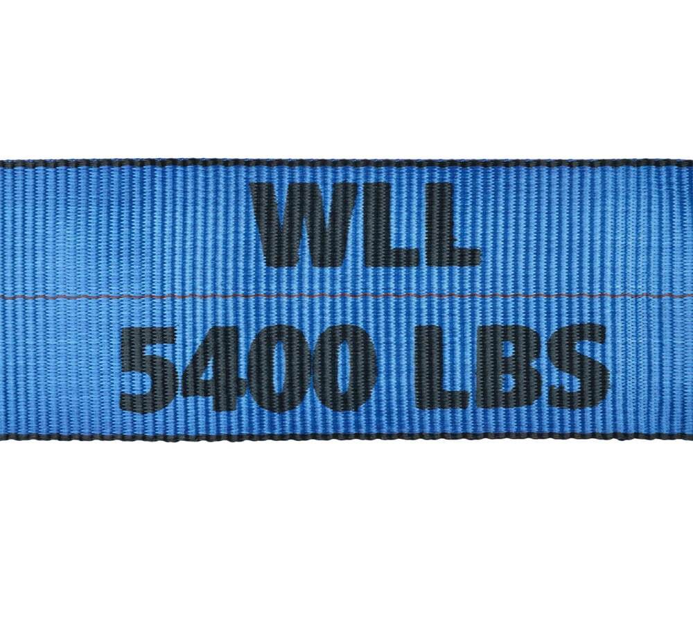 (2 Pack) 4" x 5' Roll off Container Winch Strap w/ Flat Hook - Blue