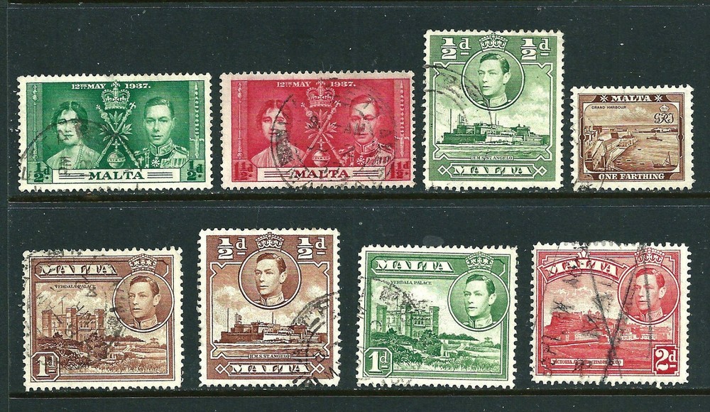 😎 MALTA - 8 used stamp 1937-1938