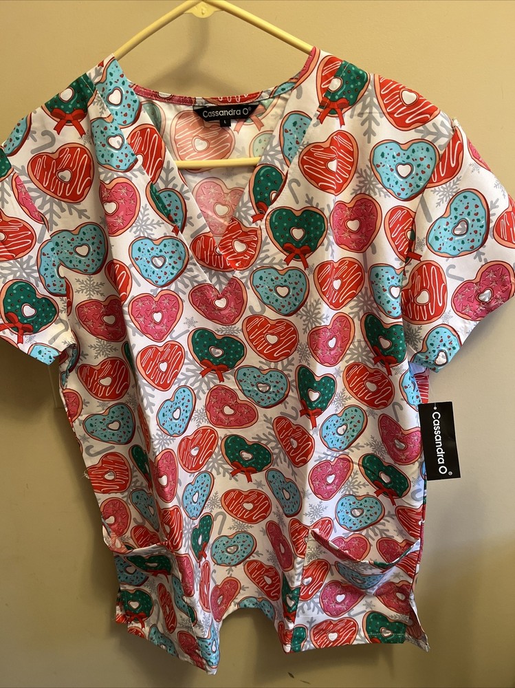Women’s Cassandra O Holiday Scrub Top NWT Size Large