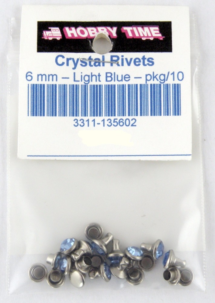 Synthetic Crystal Rivets (6mm) - Light Blue - Pkg/10