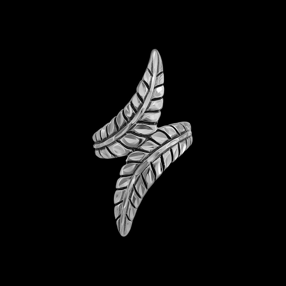 Diamond Cut Wrapped Feathers Ring