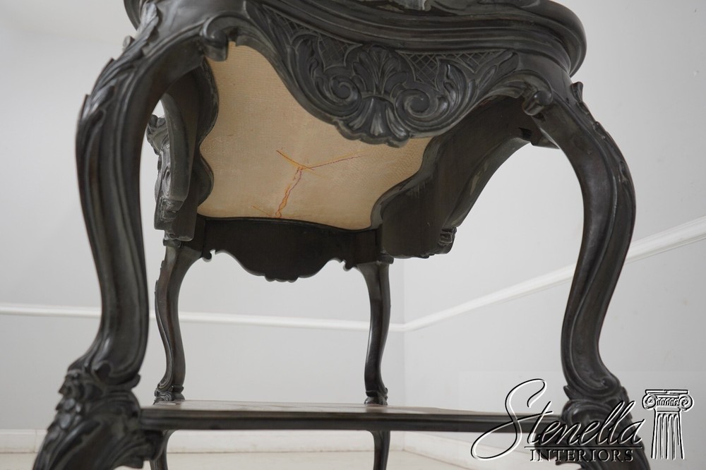 L66603: French Ebonized Marble Top Rolling Bar Cart Server