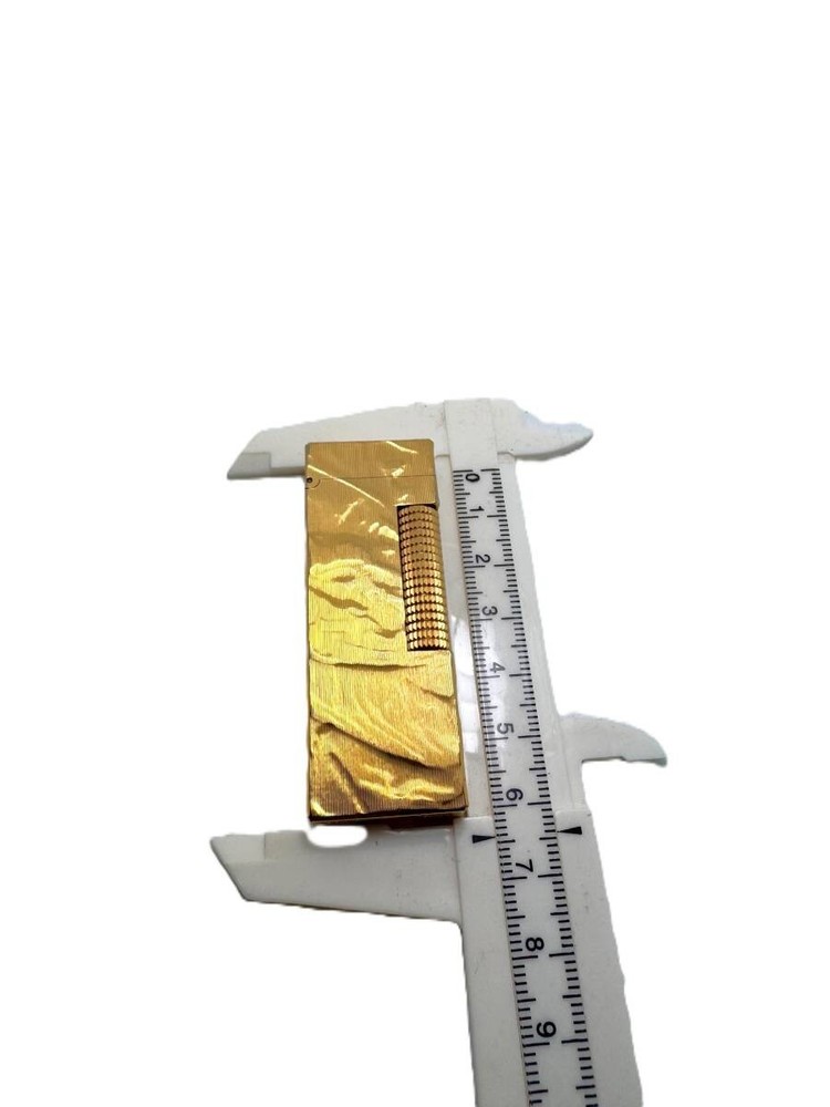 Dunhill Gas Lighter Hand Carved Pattern Gold Used
