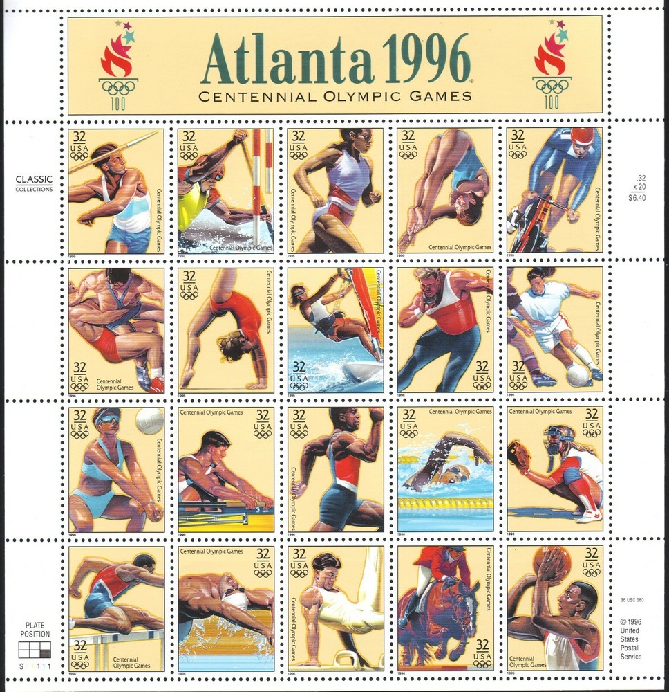 #3068 SUMMER OLYMPICS. MINT SHEET. F-VF NEVER HINGED.
