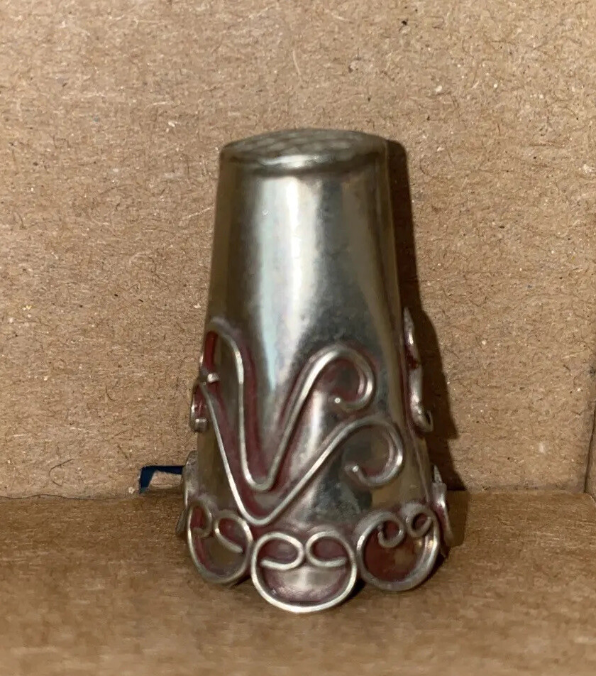 Vintage Mexico Thimble Silver Ornate Wire