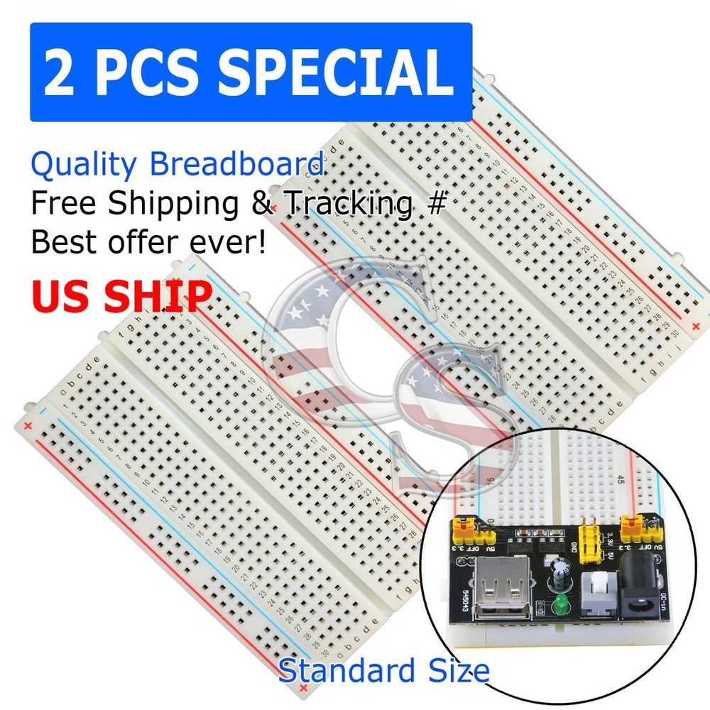 2X Mini 400 Points Prototype PCB Solderless Breadboard Protoboard