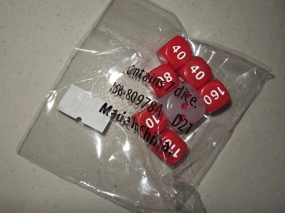 Pokemon Counters Dice Set Red Polyhedral D6 Made in China