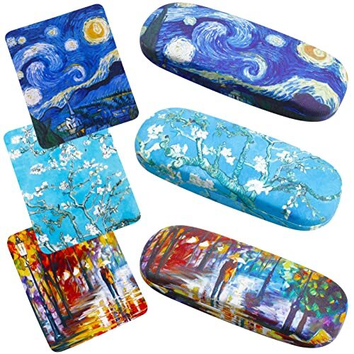 3 Pack Hard Eyeglass Case, Protective Hard Shell Glasses Case with Cleaning