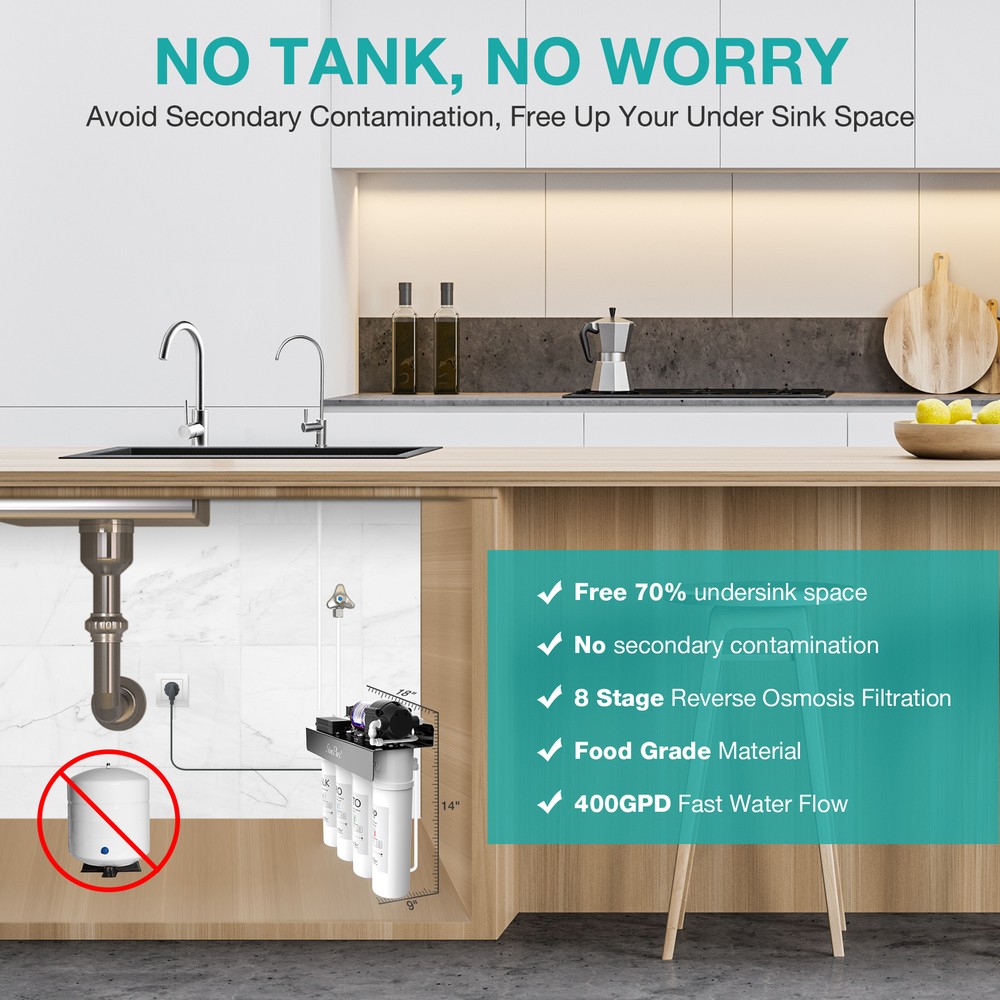 SimPure WP2-400GPD UV Alkaline Ionizer pH+ Tankless Reverse Osmosis Water System