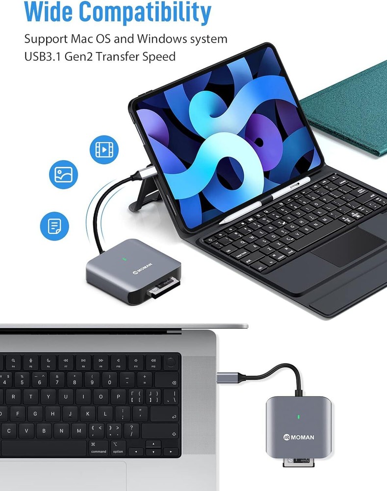 Moman C1B CFexpress Card Reader Type B Card Reader USB C 3.1 Gen 2 10Gbps