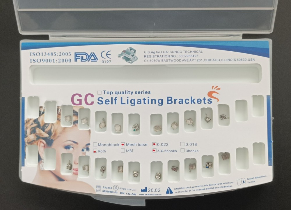 Dental Orthodontic Active Self Ligating Brackets Roth 022 Hooks 345 Mesh Base