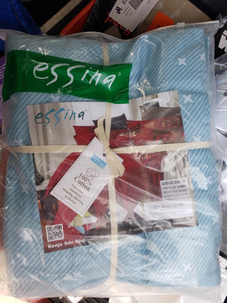 ESSINA MICROFIBER QUEEN BEDSHEET SET SOFT CYAN