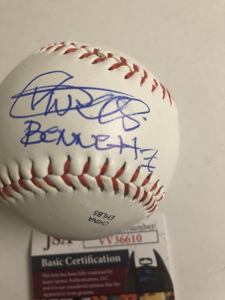 Autographed Vernon Wells Baseball insc Bennett Commando movie JSA Signed