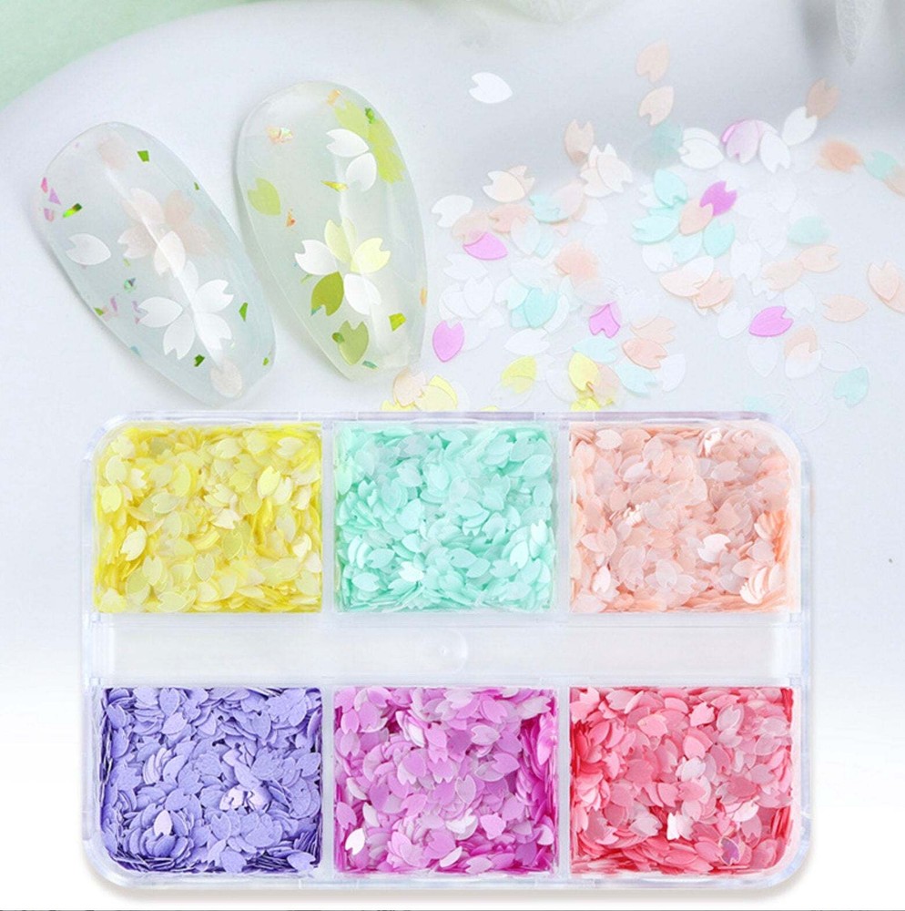 6 Color Bright Spring Sakura Petals Glitter Flake Set