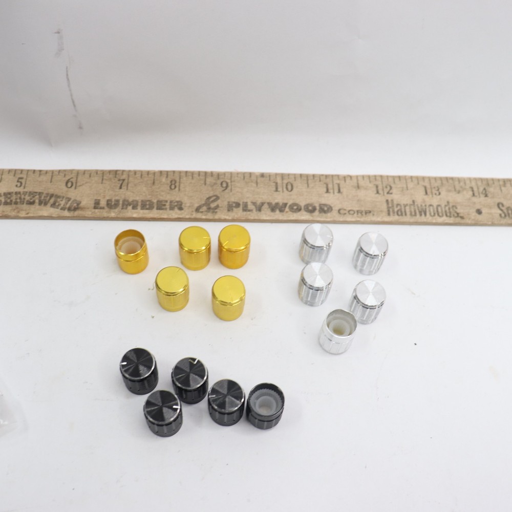 (15-Pk) Rotary Encoder Knobs Silver/Black/Gold