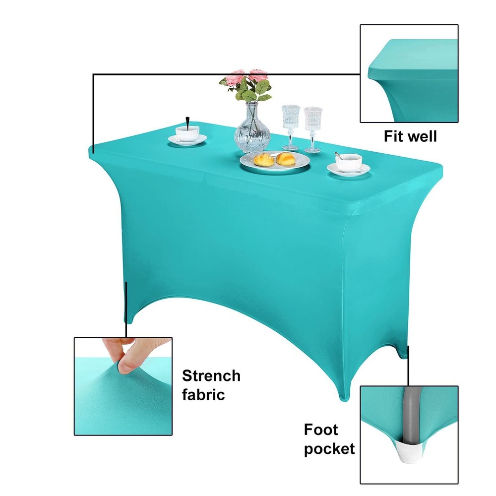 2Pack Spandex Table Covers 4ft，Fitted Tablecloth for 4ft Rectangular Tables S...