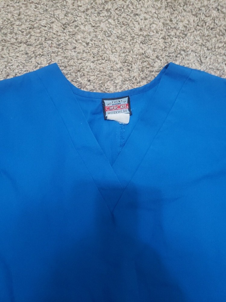 Unisex Cherokee Size Small Blue Scrub Top