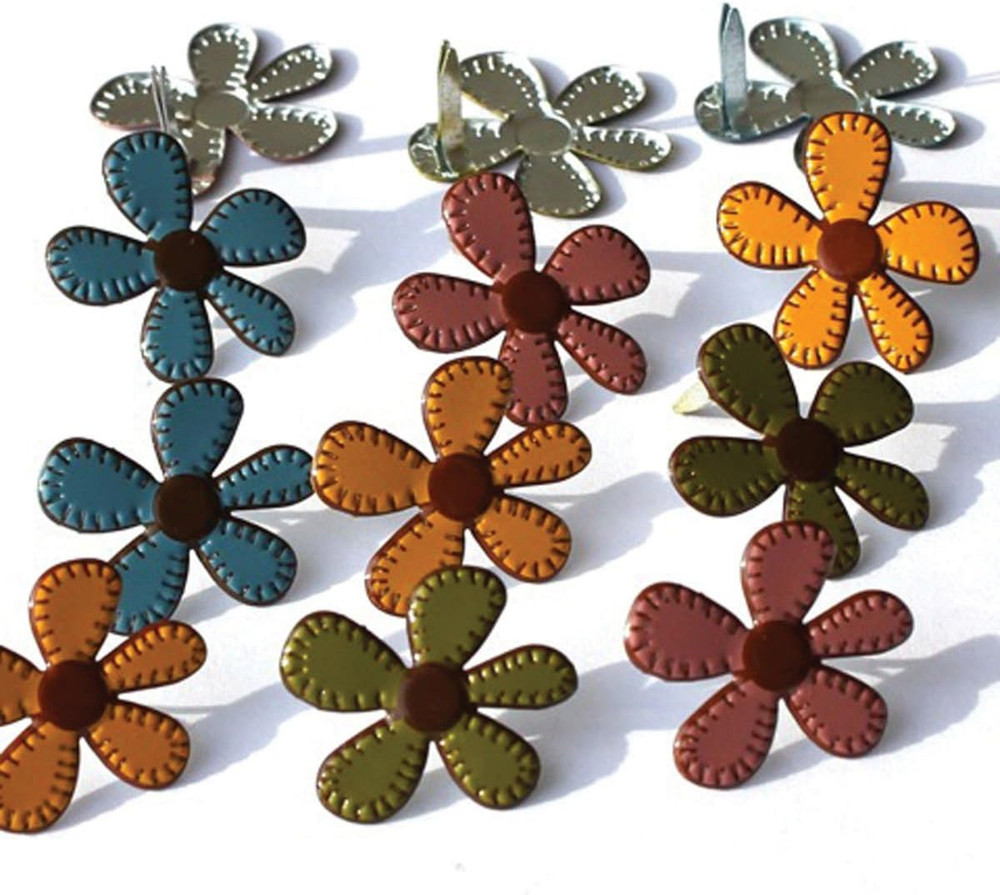 Shape Brads 12/Pkg-Stitched Flowers-Fall