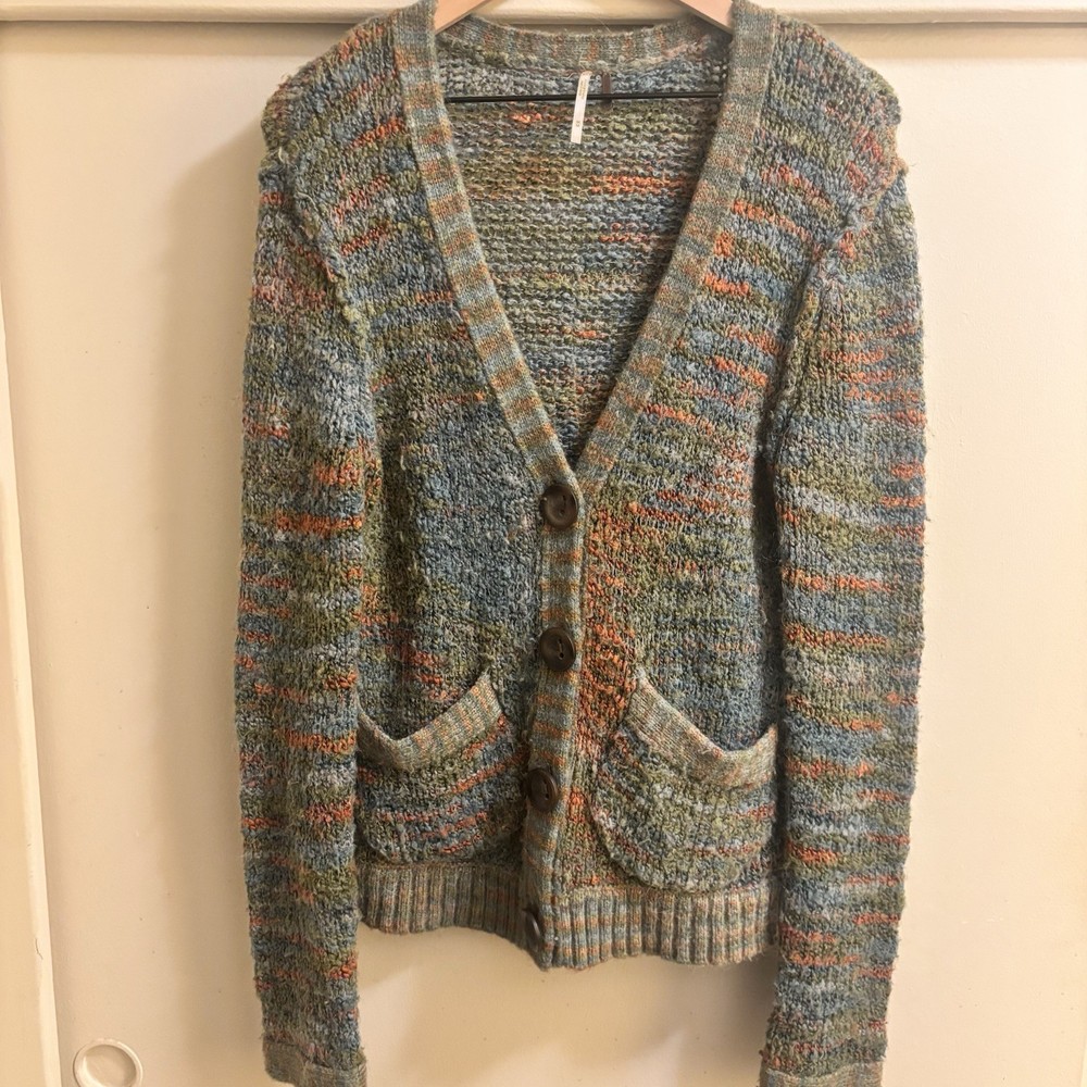 Free People Marled Button Front Cardigan, Size M